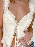 Lace Trim Ribbed Trendy Two Piece Set image 1