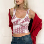 Lace Trim Slim Fit Y2K Summer Floral Sleeveless Casual Basic Crop Top image 1