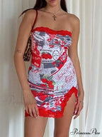 Lace Trim Split Trendy Open Back Mini Dress image 5