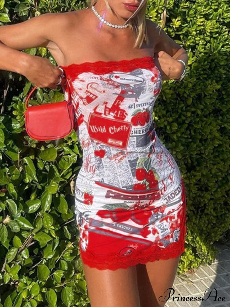 Lace Trim Split Trendy Open Back Mini Dress image 1