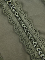 Lace Trim Tie Trendy Front Long Sleeve Blouse image 5