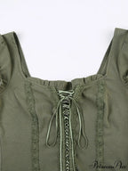 Lace Trim Tie Trendy Front Long Sleeve Blouse image 4