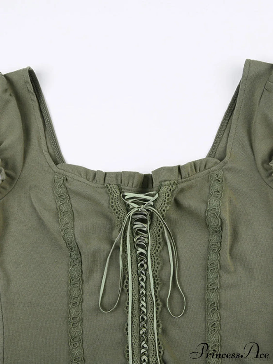 Lace Trim Tie Trendy Front Long Sleeve Blouse image 4