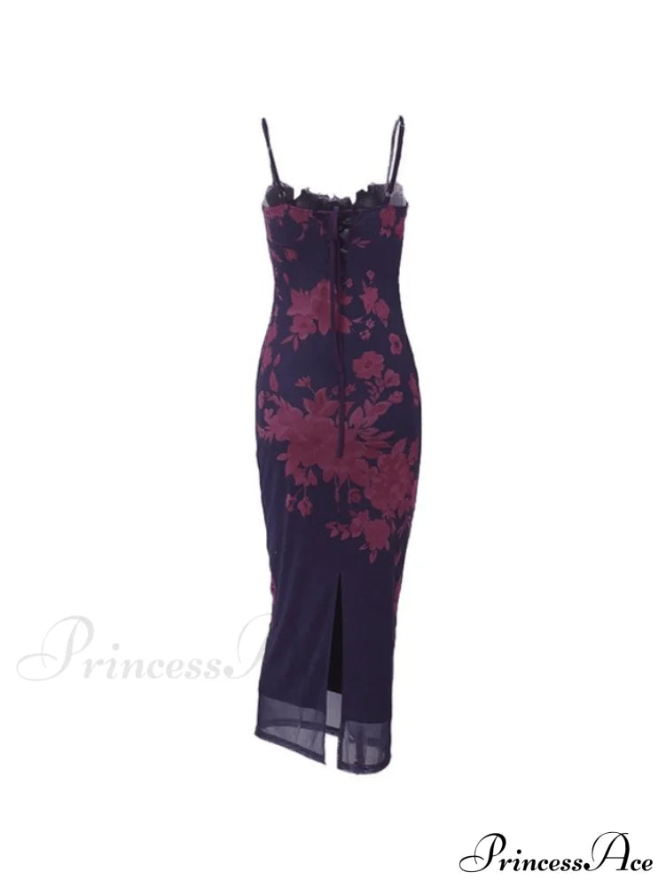 Lace Trim Tie Trendy Strap Maxi Dress image 4