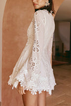 Lace Trim V-Neck Tie Mini Dress image 3