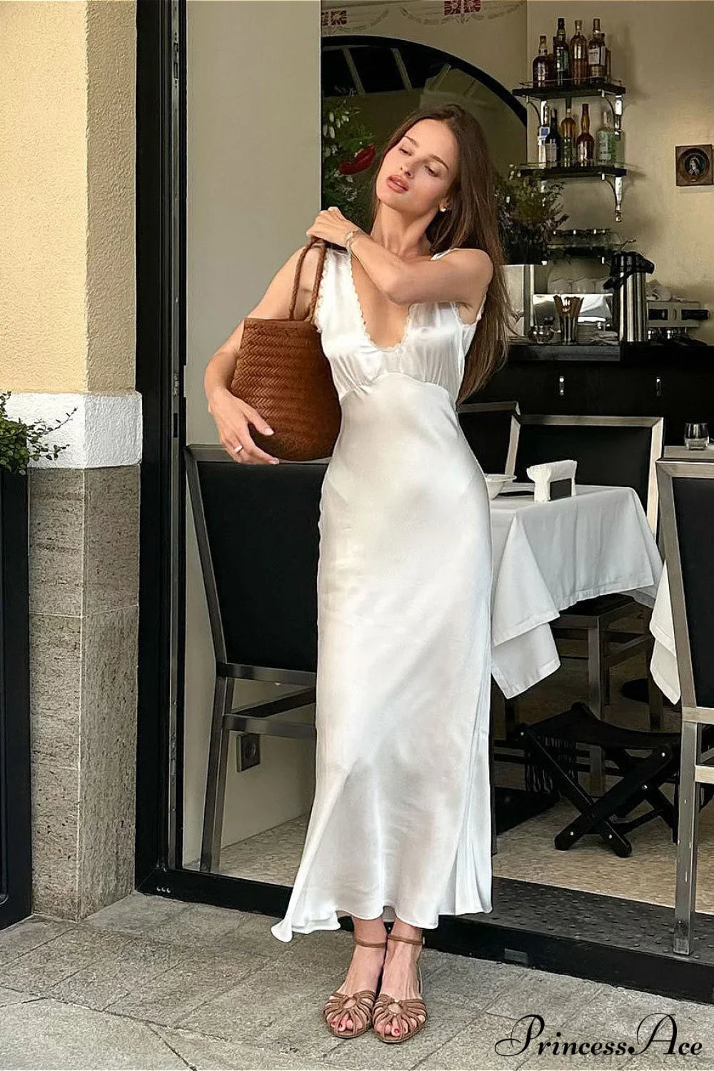 Lace Trim White Cami Chic Maxi Dress image 2