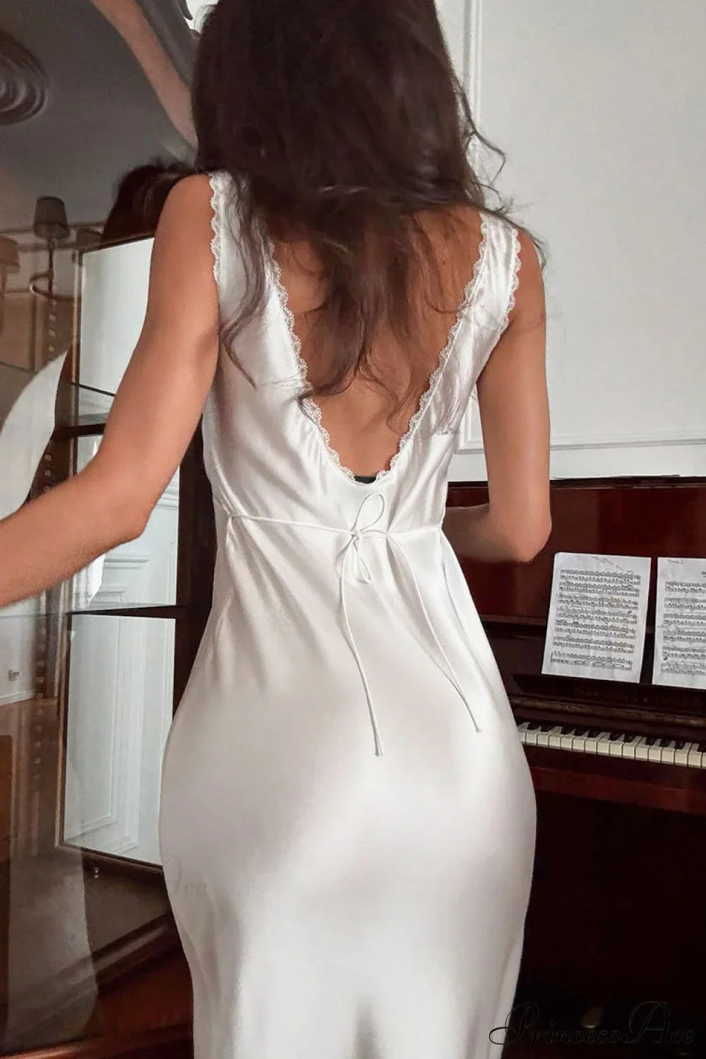 Lace Trim White Cami Chic Maxi Dress image 6