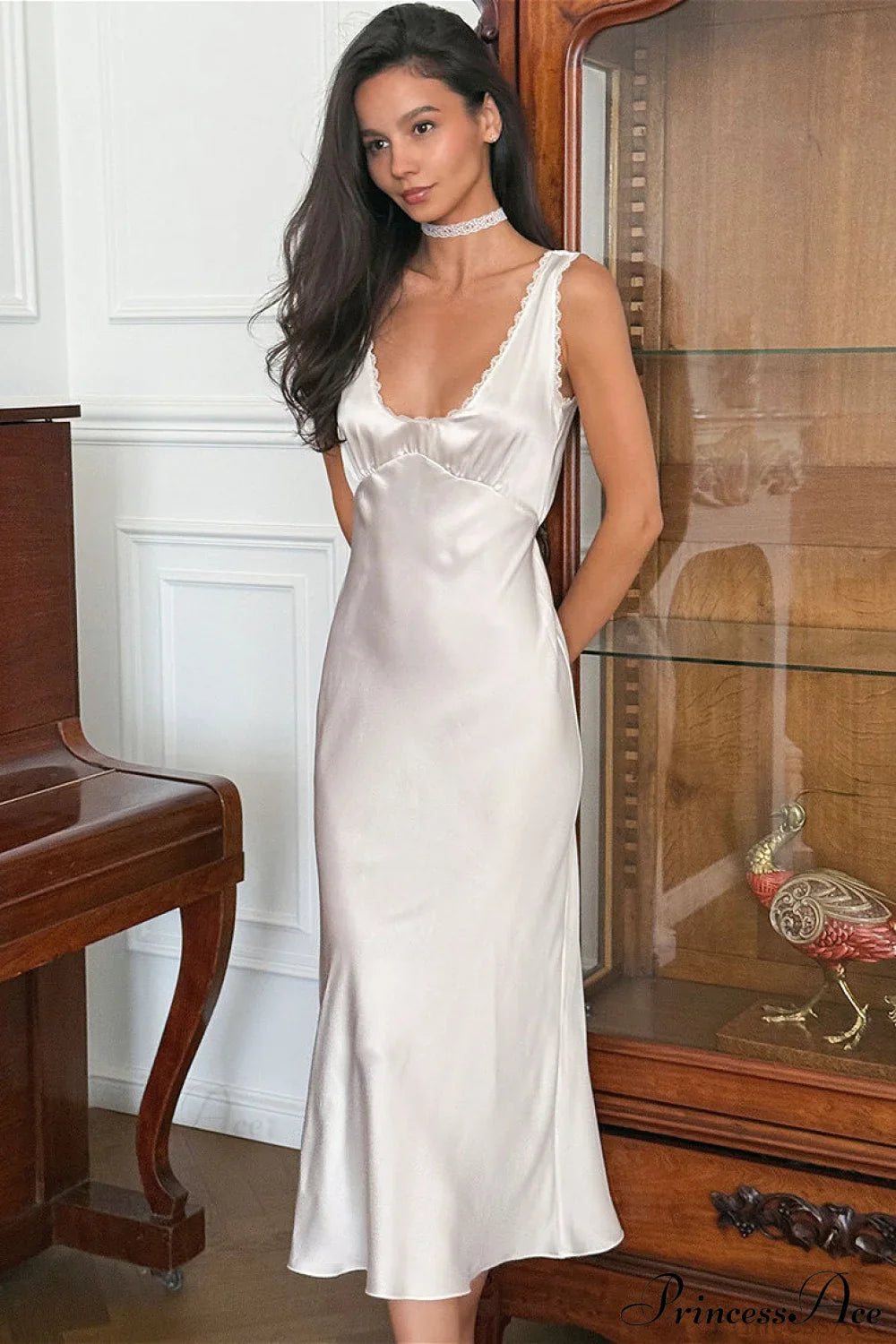 Lace Trim White Cami Chic Maxi Dress image 3