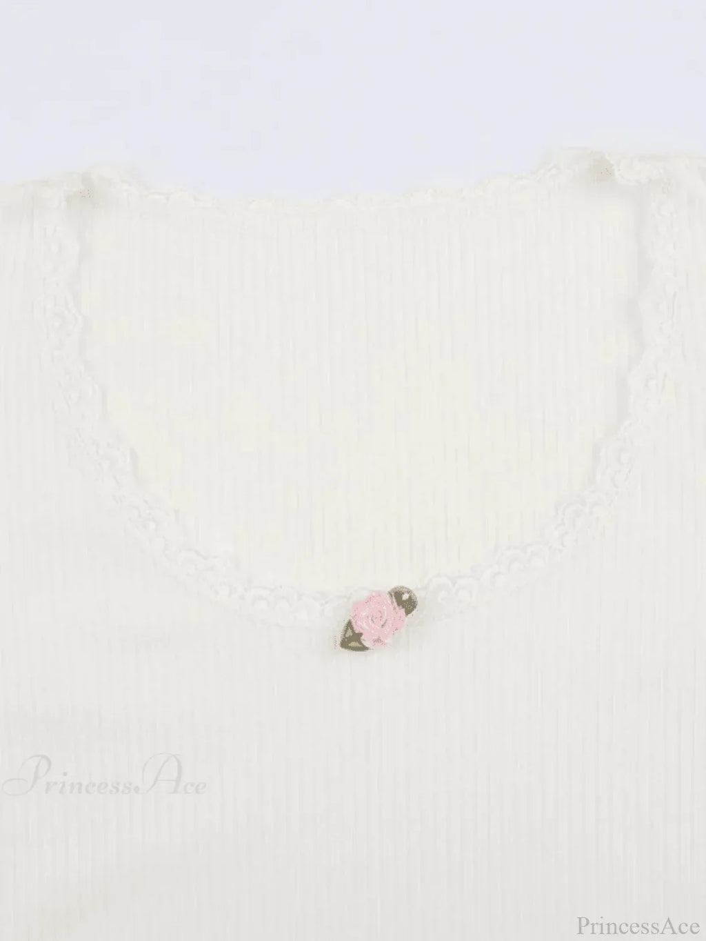 Lace Trim White Ribbed Modern Knit Crop Cami Top image 4