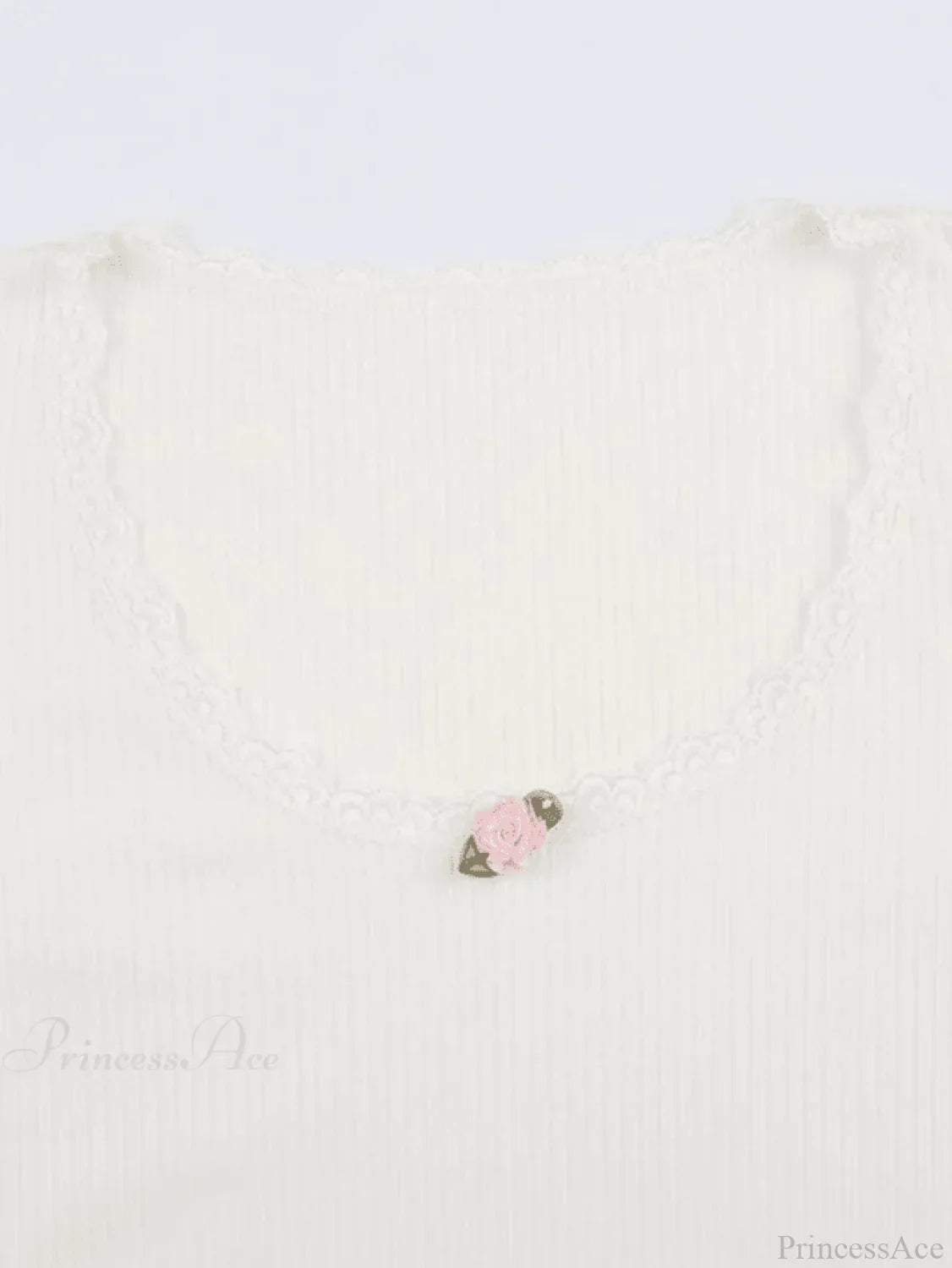 Lace Trim White Ribbed Modern Knit Crop Cami Top image 4