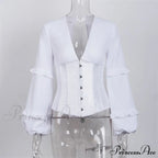 Lace Up Corset Charming Long Sleeve Blouse image 6