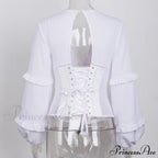 Lace Up Corset Charming Long Sleeve Blouse image 8