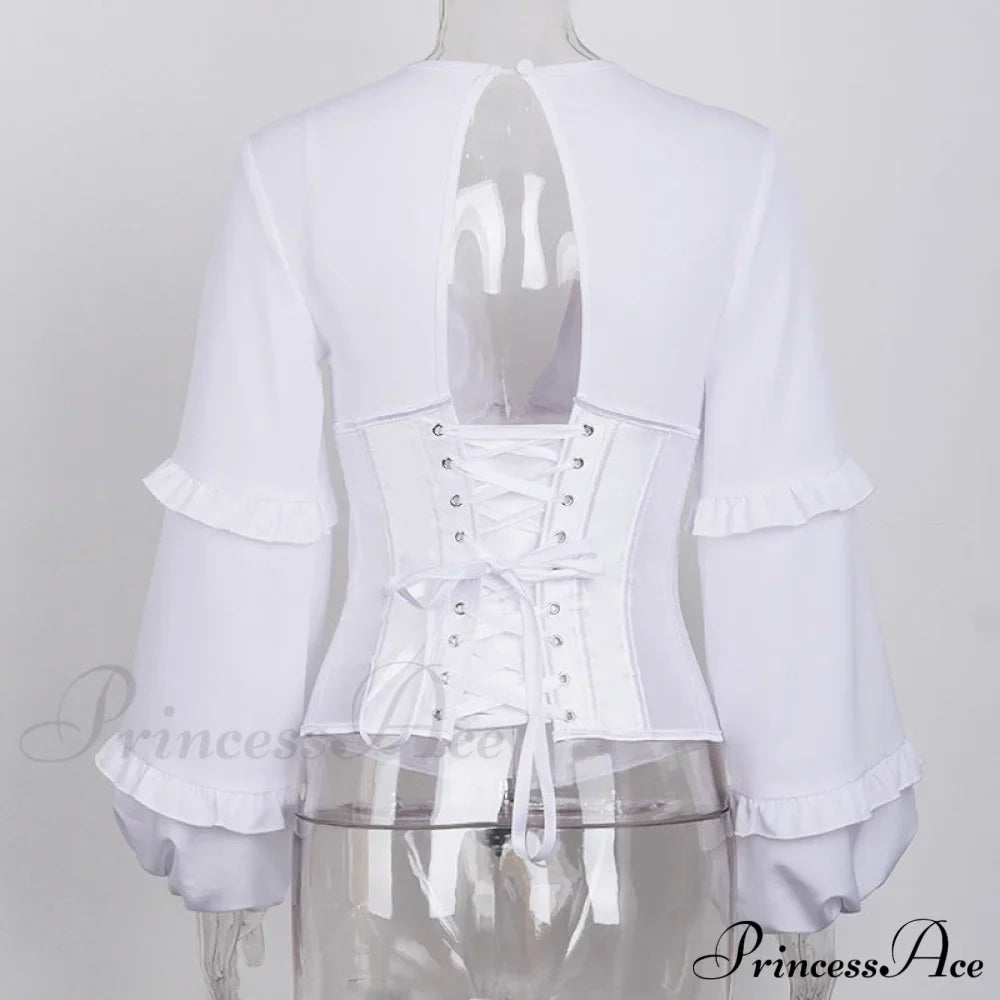 Lace Up Corset Charming Long Sleeve Blouse image 8