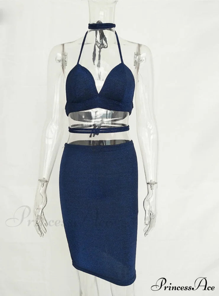 Lace Up Crop Top Two Piece Set with Deep V Neck image 8