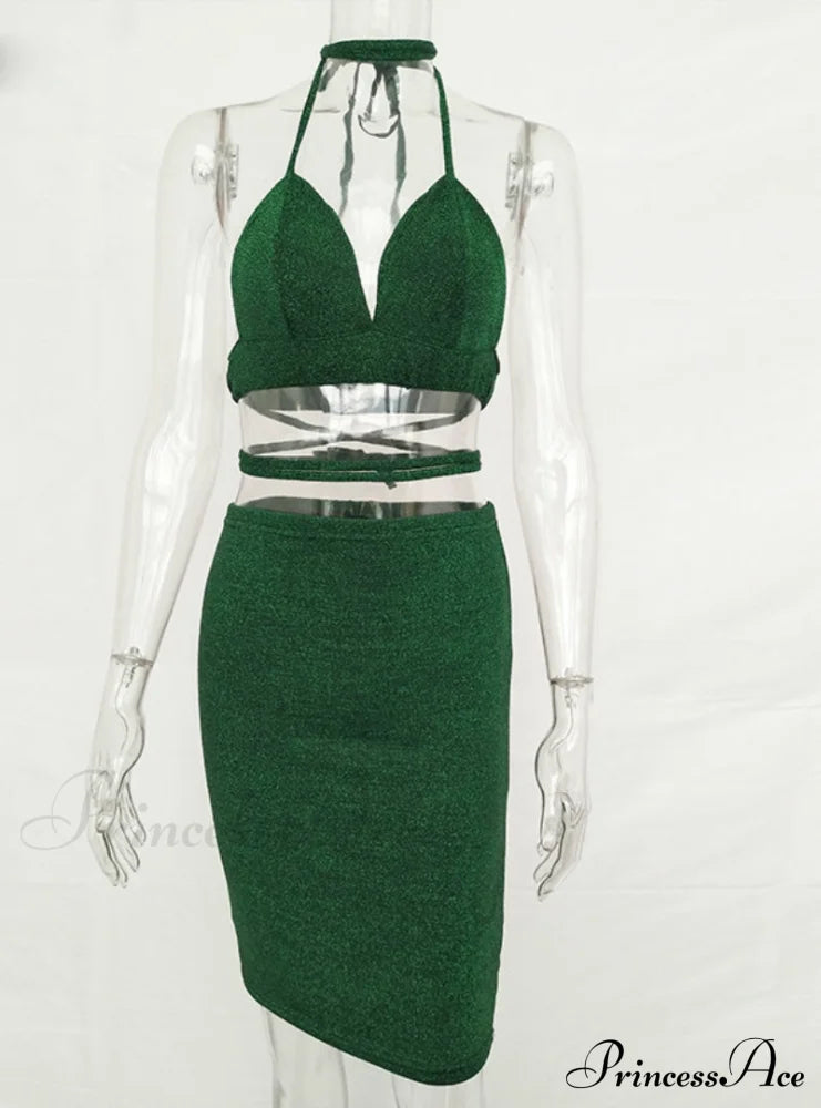 Lace Up Crop Top Two Piece Set with Deep V Neck image 6