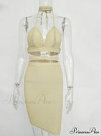 Lace Up Crop Top Two Piece Set with Deep V Neck image 7