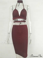 Lace Up Crop Top Two Piece Set with Deep V Neck image 5