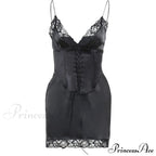 Lace Up Front Cami Dress with Contrast Lace image 4