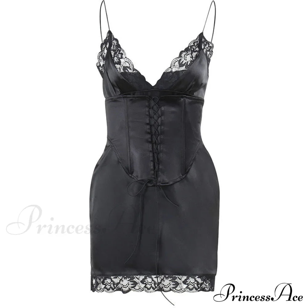 Lace Up Front Cami Dress with Contrast Lace image 4
