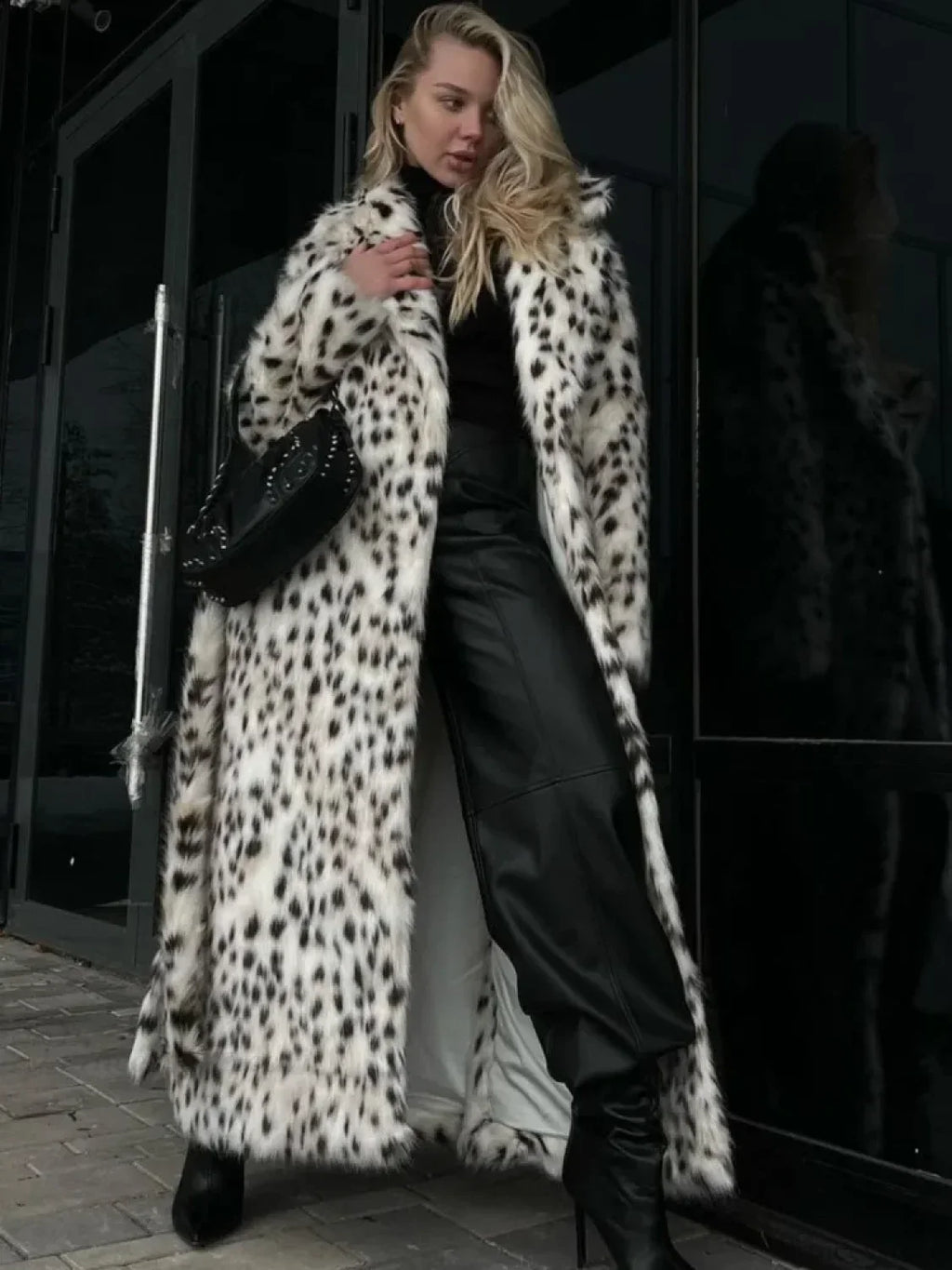 Lace-Up Grey Woolen High Collar Overcoat image 4