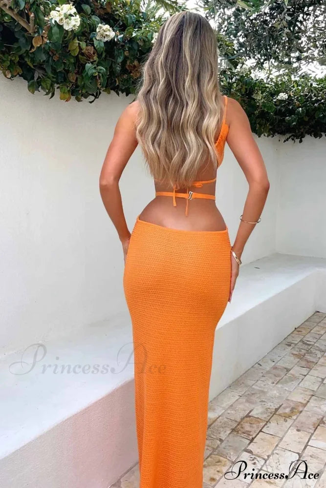 Lace Up Hollow Out Knitted Dress image 4