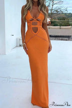 Lace Up Hollow Out Knitted Dress image 3