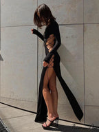 Lace Up Hot Slit Maxi Dress image 4