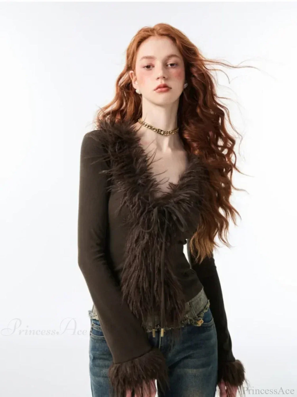 Lace Up Plush V-neck Cardigan image 3