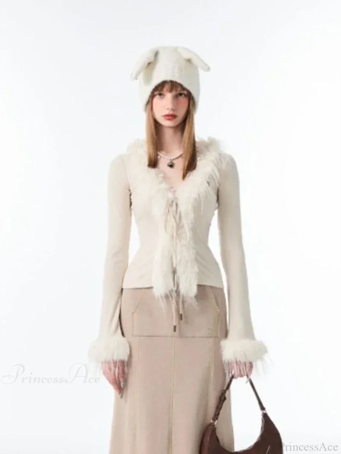 Lace Up Plush V-neck Cardigan image 6