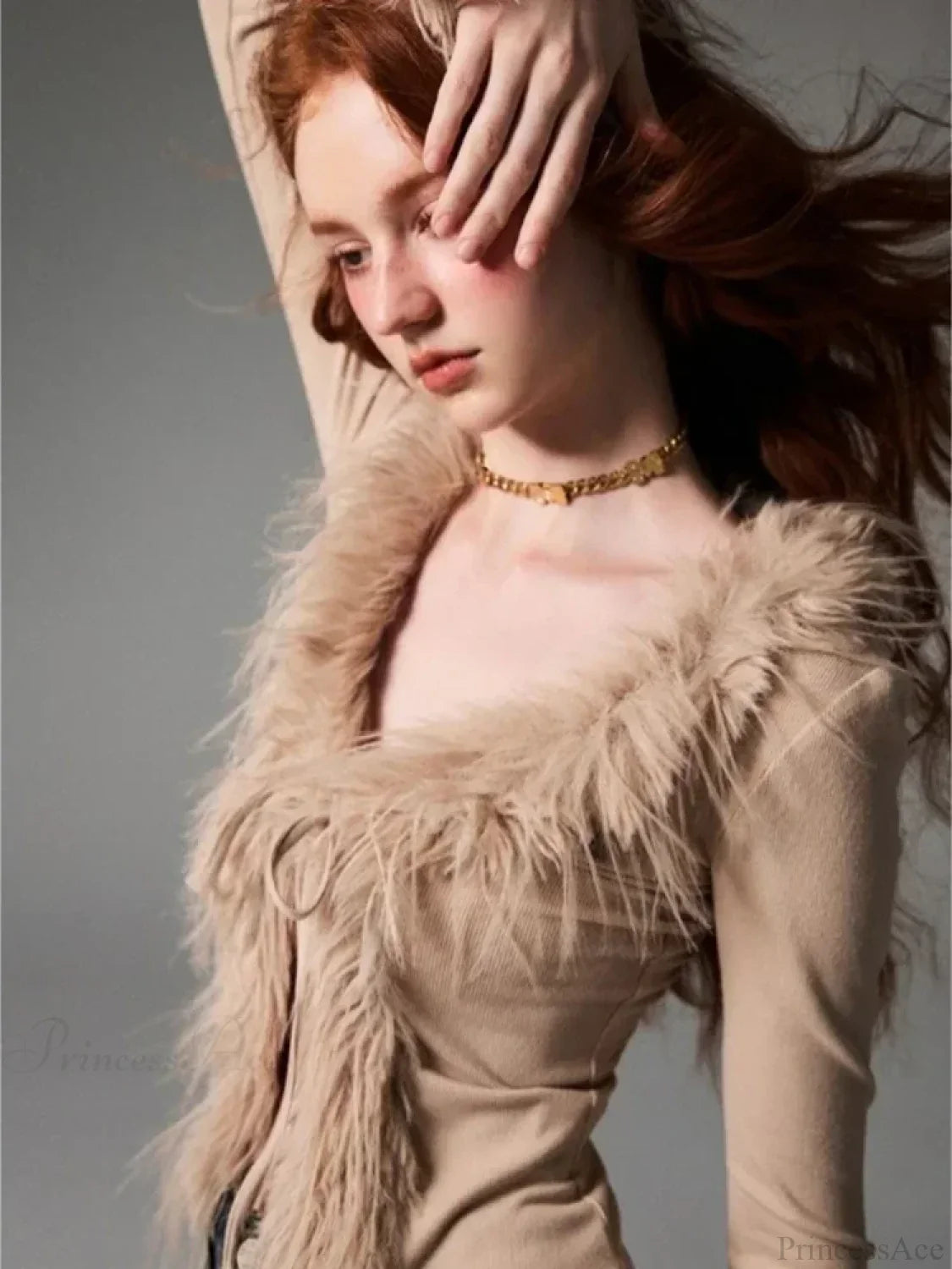 Lace Up Plush V-neck Cardigan image 1