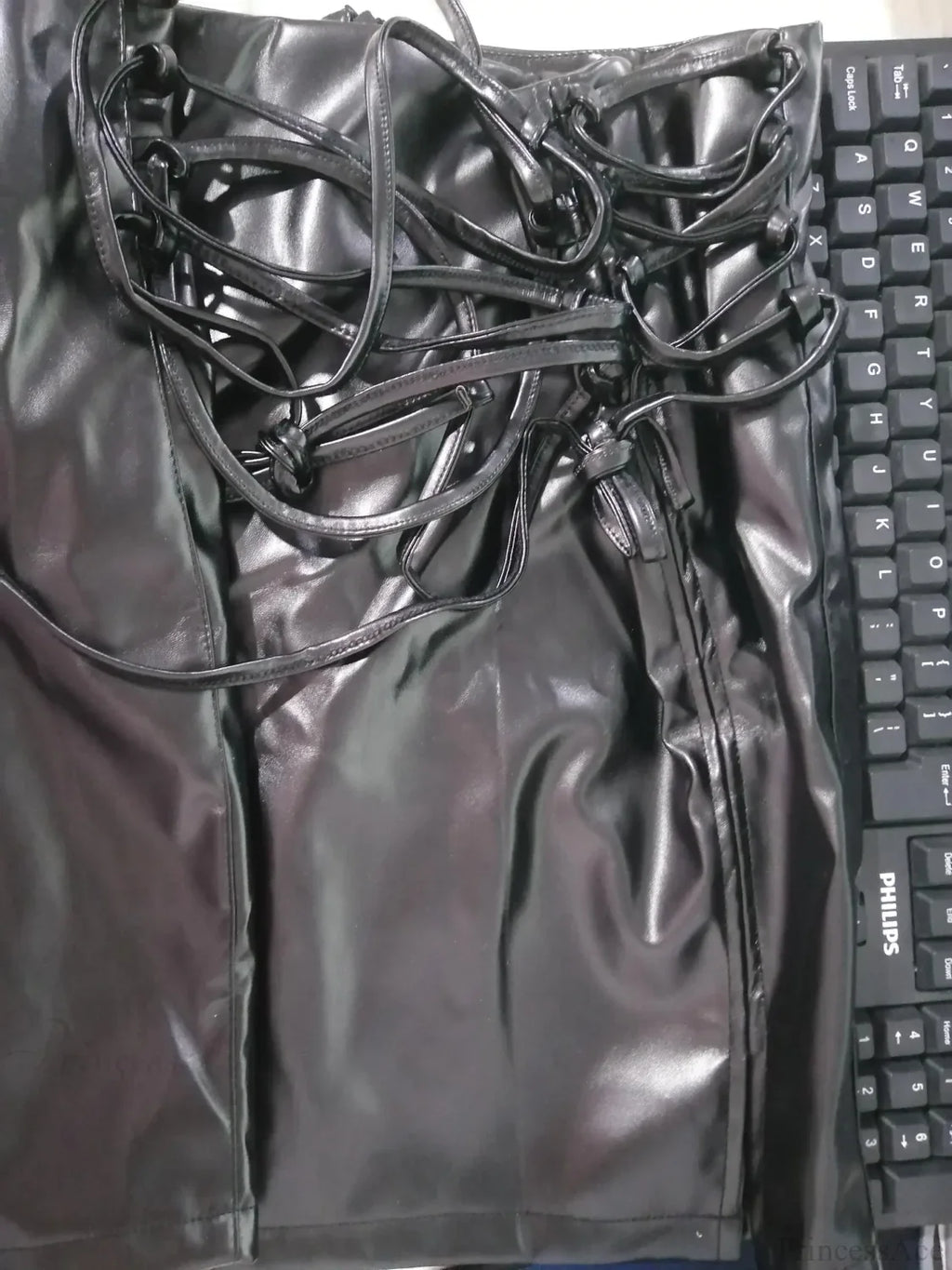 Lace-up PU Leather Mini Skirt image 5