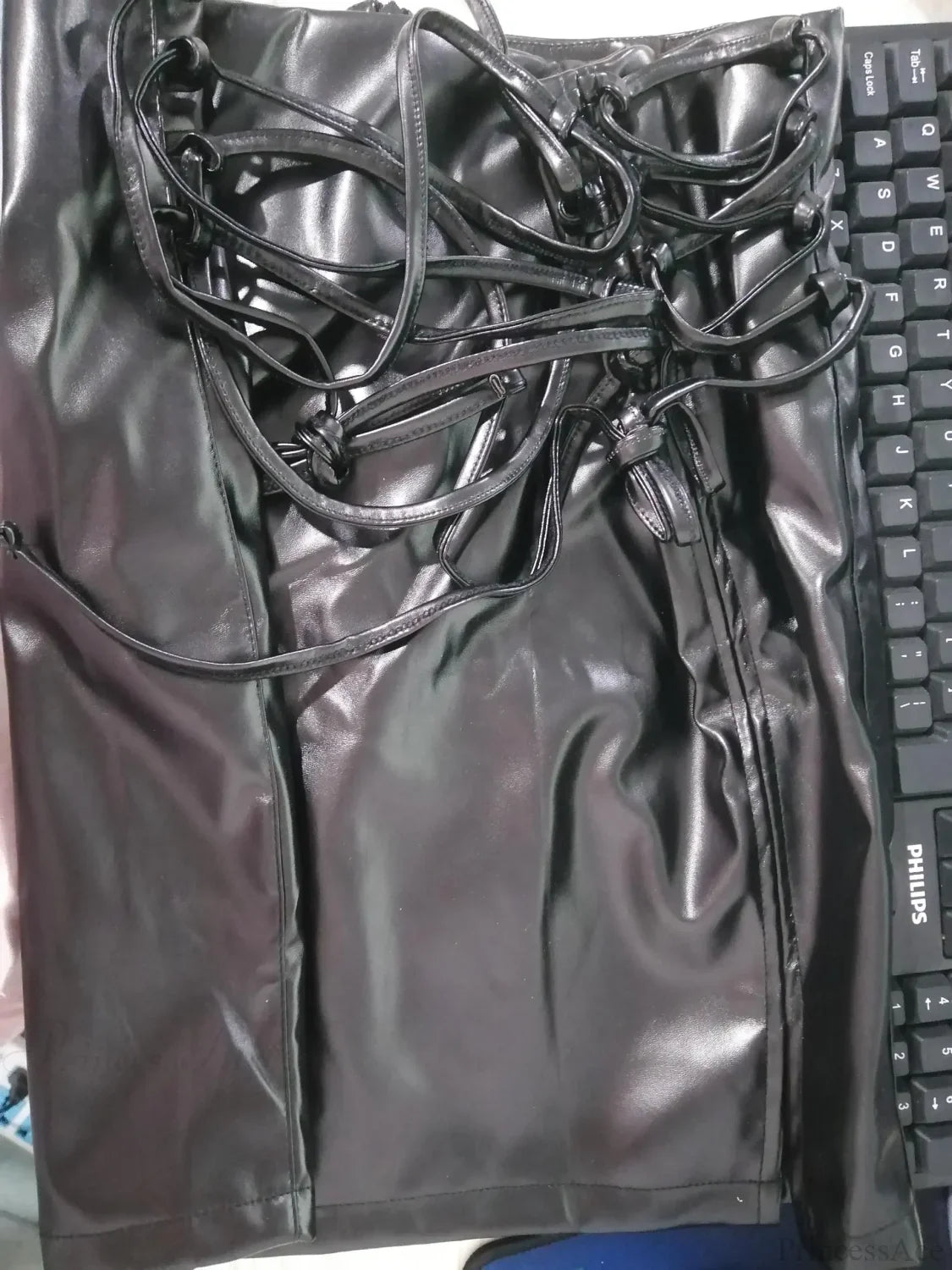 Lace-up PU Leather Mini Skirt image 4