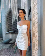Lace-Up Red Mini Bandage Party Dress image 5
