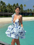 Lace-Up Ruffle Party Mini Dress image 1