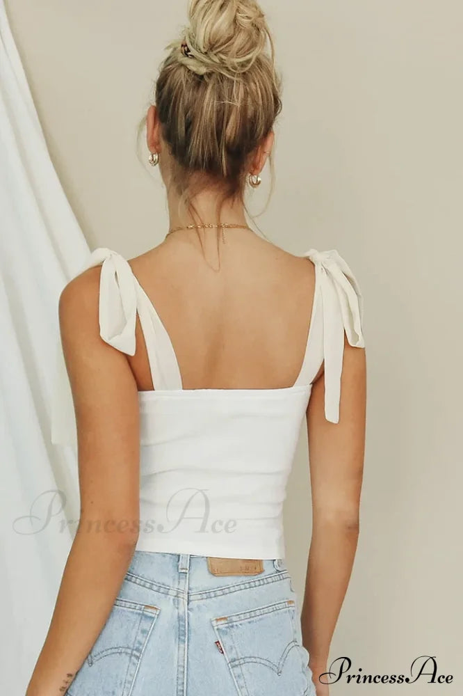 Lace Up Stylish White Tank Top image 4
