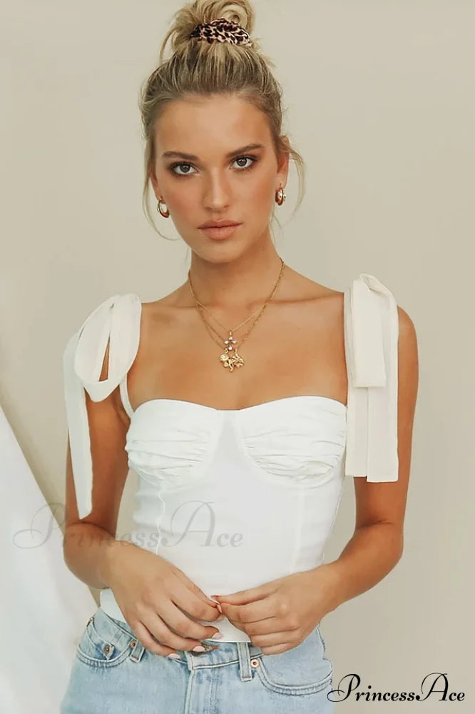 Lace Up Stylish White Tank Top image 3