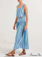 Lace-up Tank and Ruched Graceful Waist Midi Skirt Set image 4