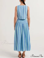 Lace-up Tank and Ruched Graceful Waist Midi Skirt Set image 5