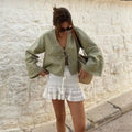 Lace-Up V-neck Loose Casual Long Sleeve Blouse image 7
