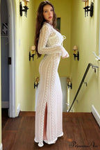 Lace V Neck Charming Slit Two-Piece Dress image 2