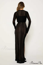 Lace V Neck Charming Slit Two-Piece Dress image 8