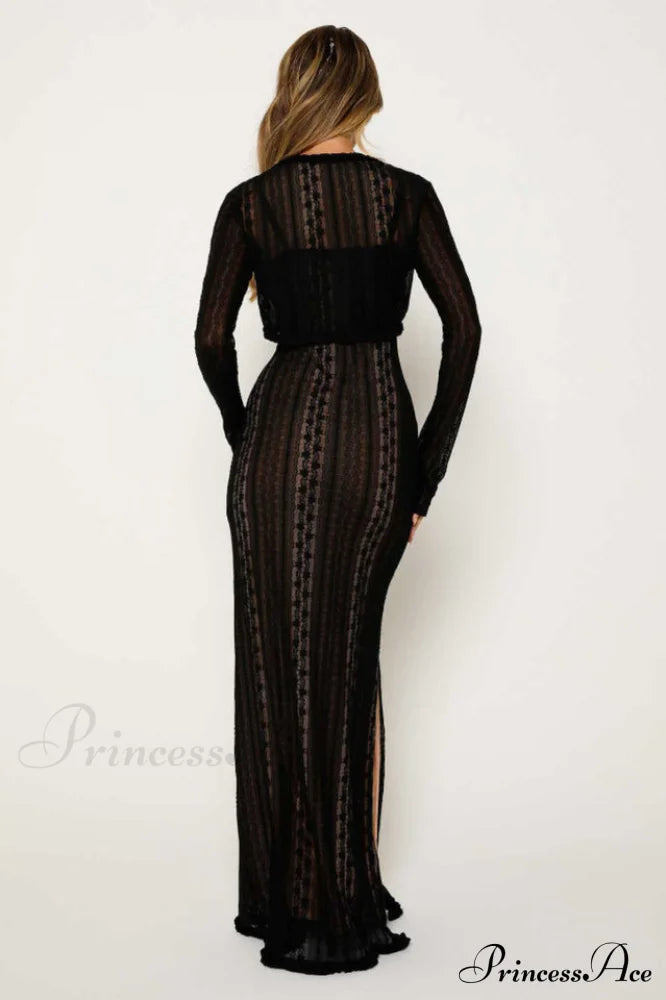Lace V Neck Charming Slit Two-Piece Dress image 8
