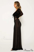 Lace V Neck Charming Slit Two-Piece Dress image 7