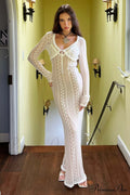 Lace V Neck Charming Slit Two-Piece Dress image 1