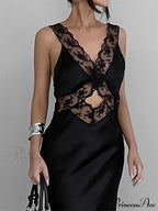 Lace V Neck Evening Fashion Maxi Dress image 6