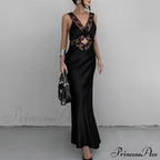 Lace V Neck Evening Fashion Maxi Dress image 7