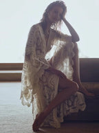 Lace V-Neck Flare Sleeve Beach Cover Up image 1