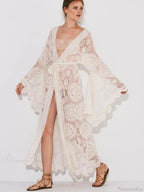 Lace V-Neck Flare Sleeve Beach Cover Up image 4