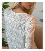 Lace V-Neck Floral Vintage Elegant Long Sleeve Boho Blouse image 4