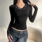 Lace V-neck Knit Top image 2